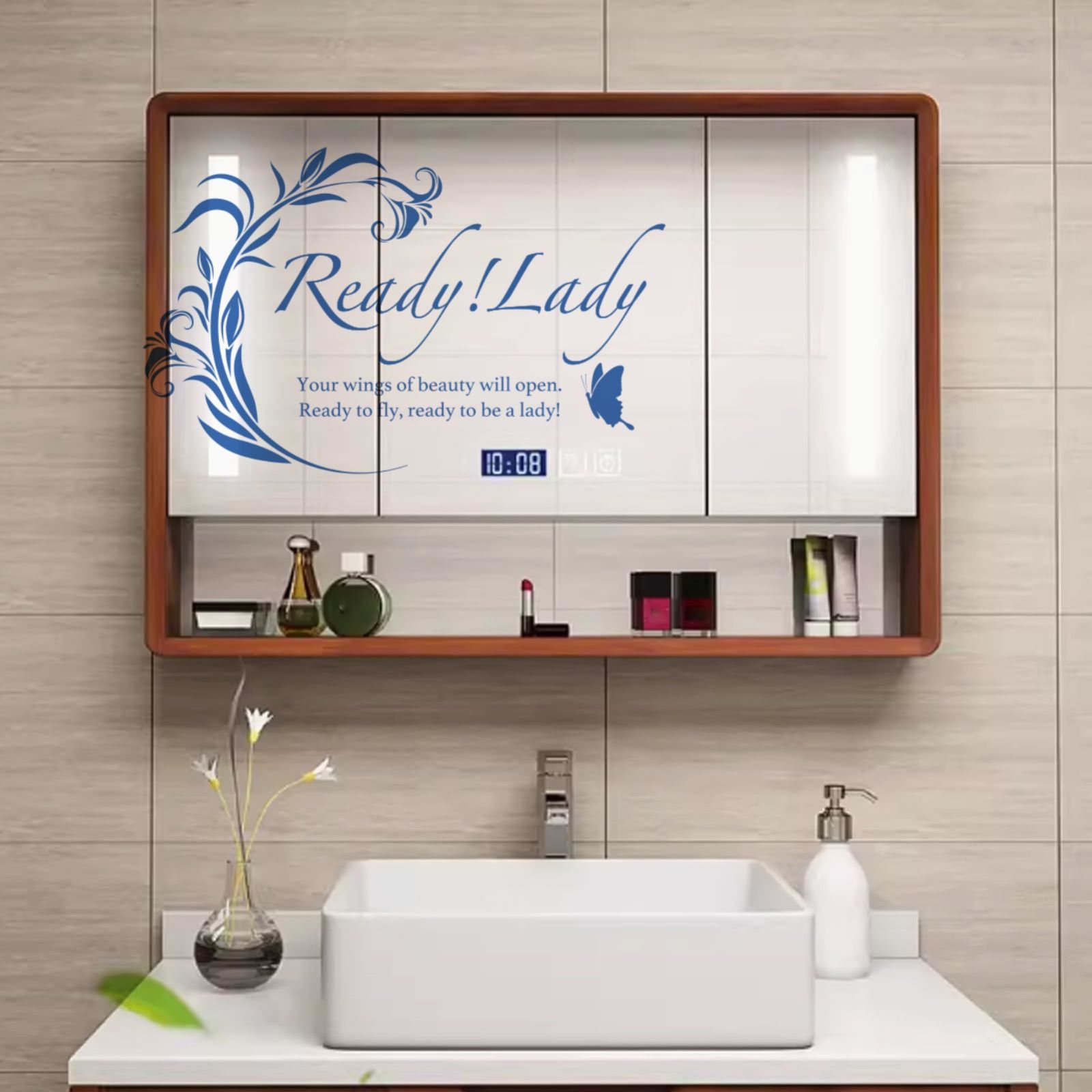 ミラーキャビネット 洗面化粧台 洗面所 照明付き 浴室の壁のキャビネット スマートタッチ