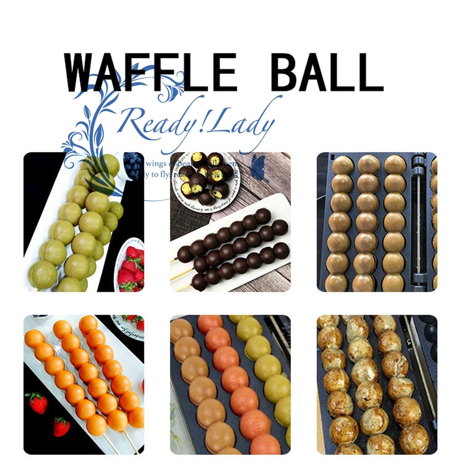 業務用バブルボールワッフルメーカー 3スティックステンレススチールガスワッフルボールアイロンマシン