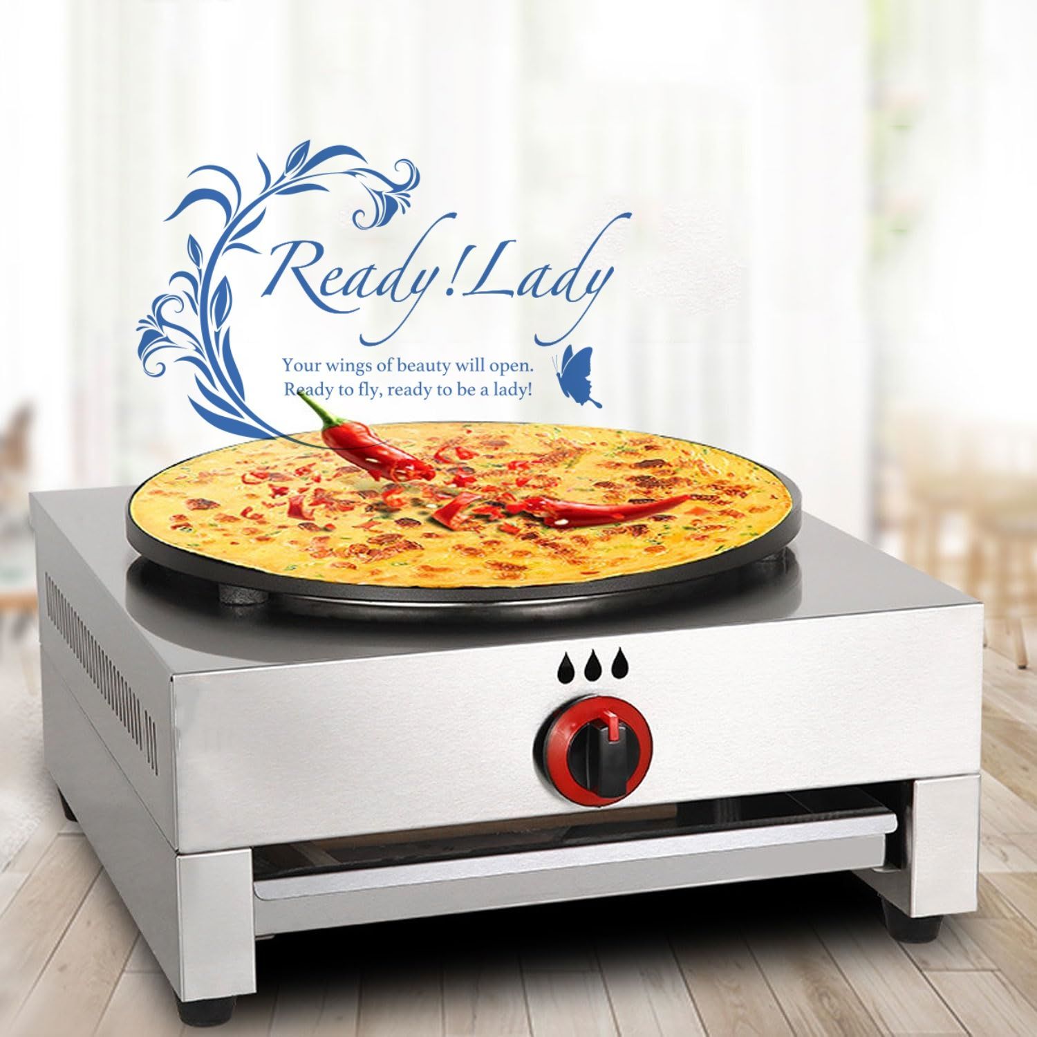 15 7インチ ステンレスワッフルメーカー ノンスティック レストラン スナックバー アウトドアパーティー用