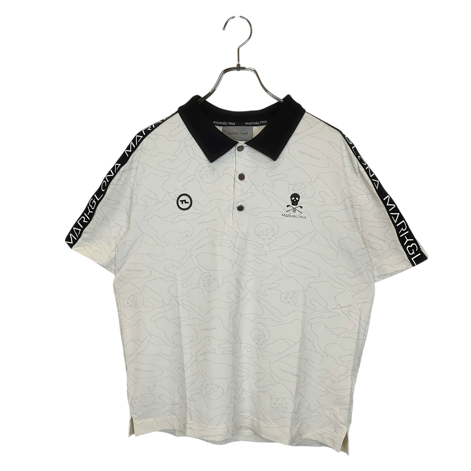 MARK-LONA マークアンドロナ ゴルフ 23 SS TL-Lined Camo Polo 半袖 カモフラ ポロシャツ MXM-3 B-AP 04 44 ホワイト|ブラック メンズ