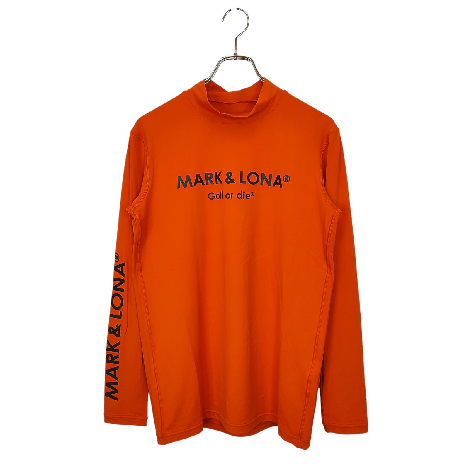 【美品】MARK & LONA メンズモックネックシャツ　48(L) 美品 ☆ MARK&LONA モックネック シャツ マーク&ロナ 黒 マーク