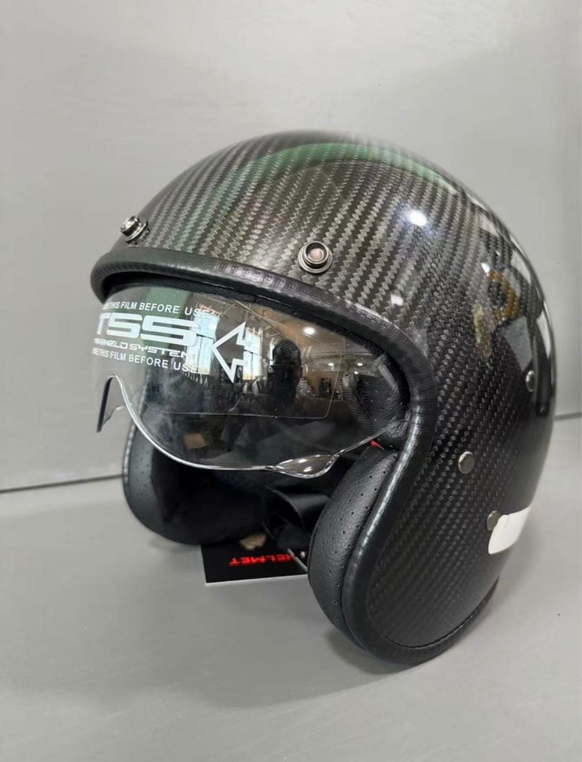 高品質ジェットヘルメットカーボンファイバー製 リアルカーボンバイク 
