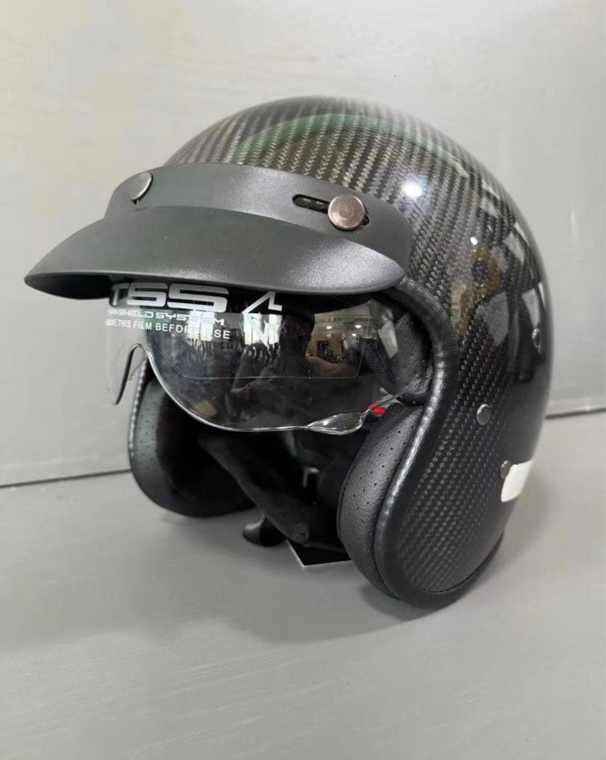 高品質ジェットヘルメットカーボンファイバー製 リアルカーボンバイク