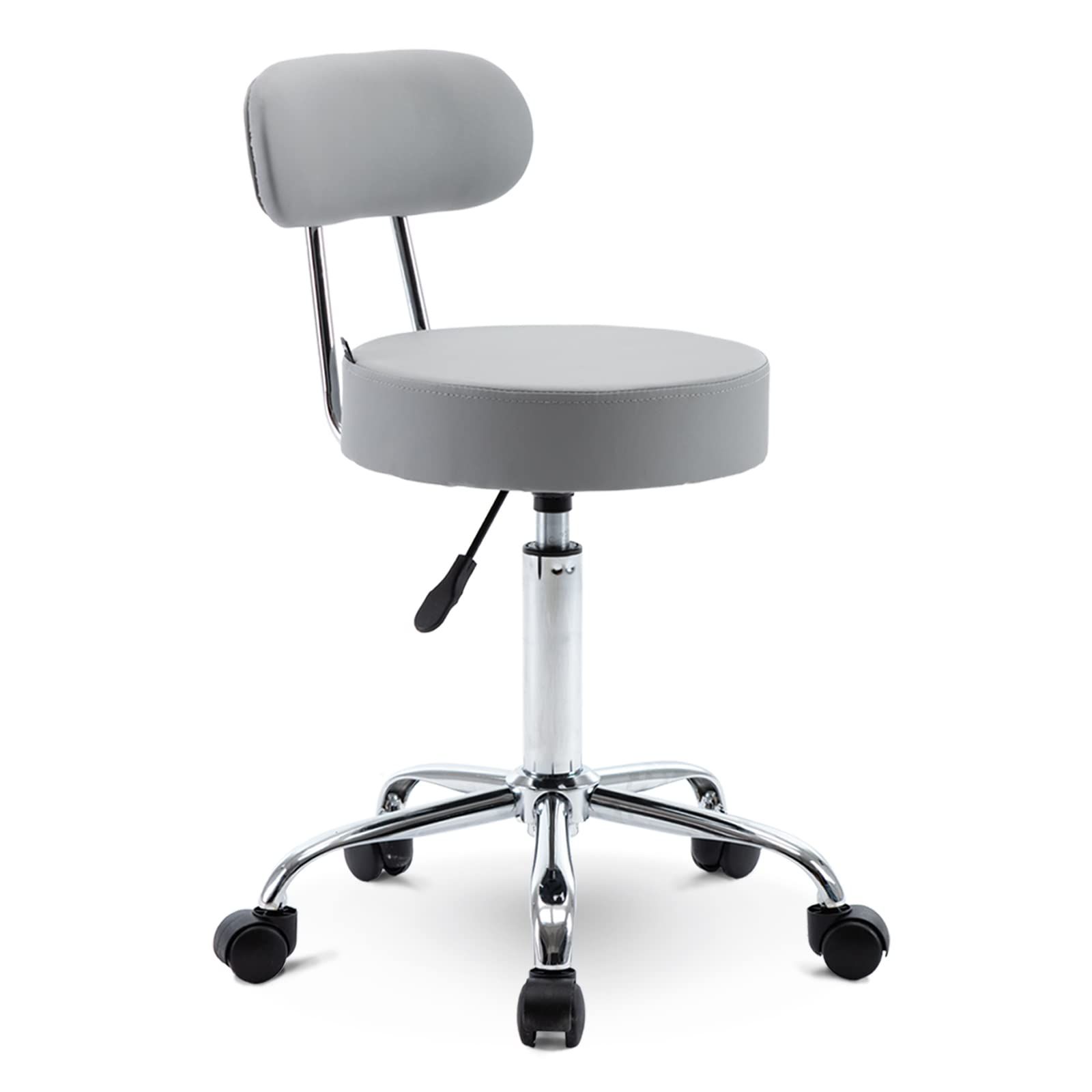 丸椅子 背もたれ付き カウンターチェア キャスター付き 昇降式 スツール 座り心地がいい 高さ調整 椅子 360°回転 診察椅子 キッチン 台所仕事 チェア グレー