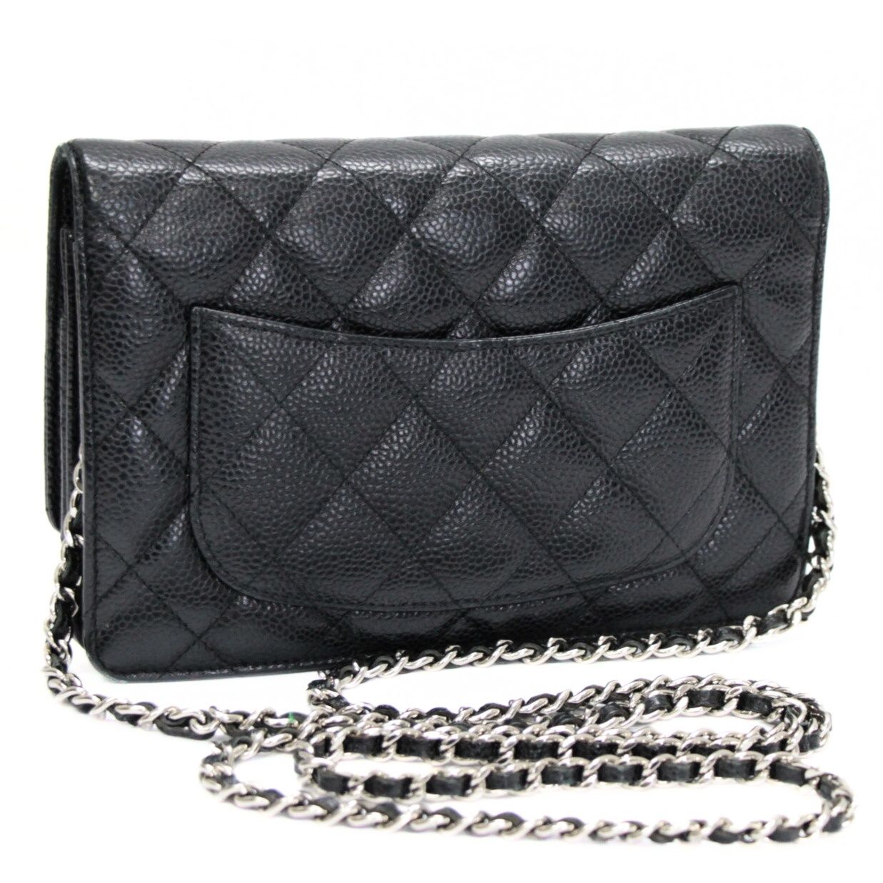 CHANEL シャネル マトラッセ チェーンウォレット キャビア 黒 S金具 21番台 73186