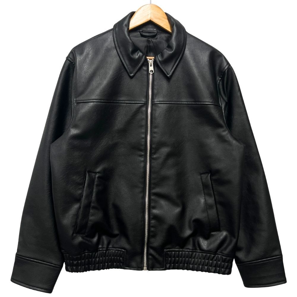 ZARA ザラ フェイクレザー 合成皮革 ジップ ジャケット ブラック