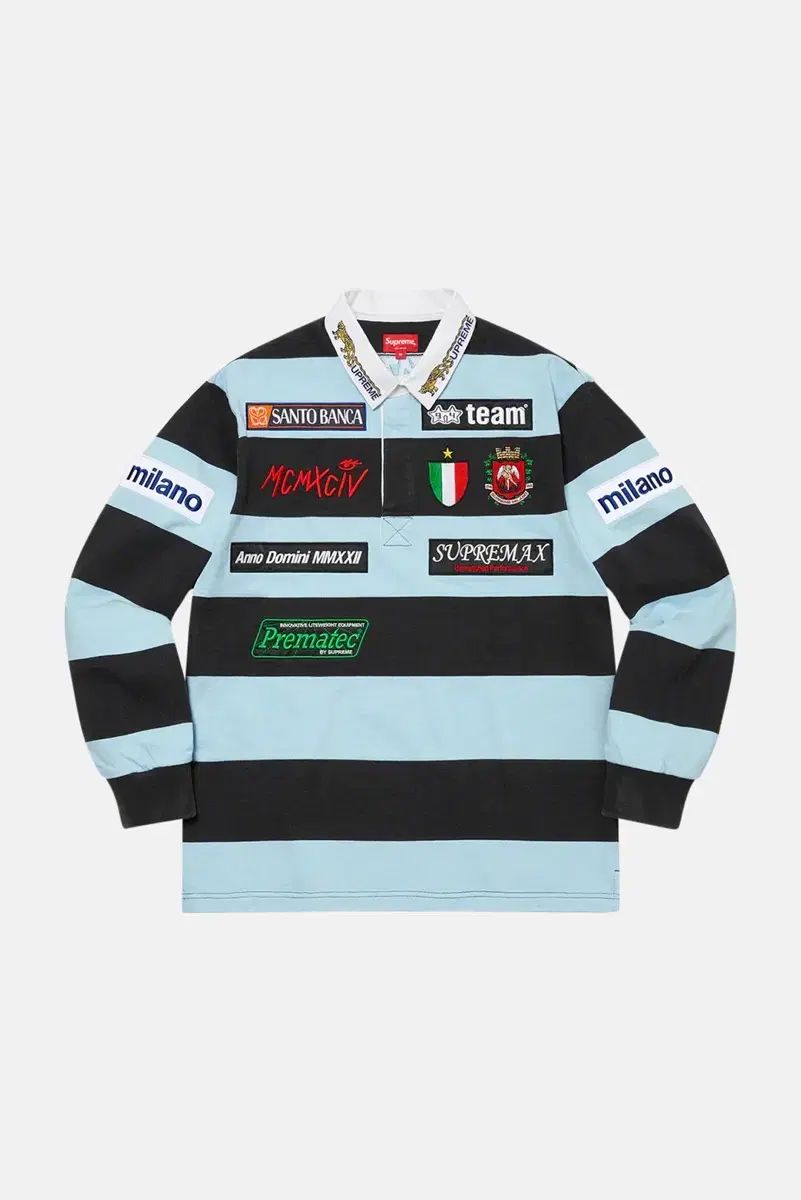 Supreme ラグビー シャツ ストライプ ブラック