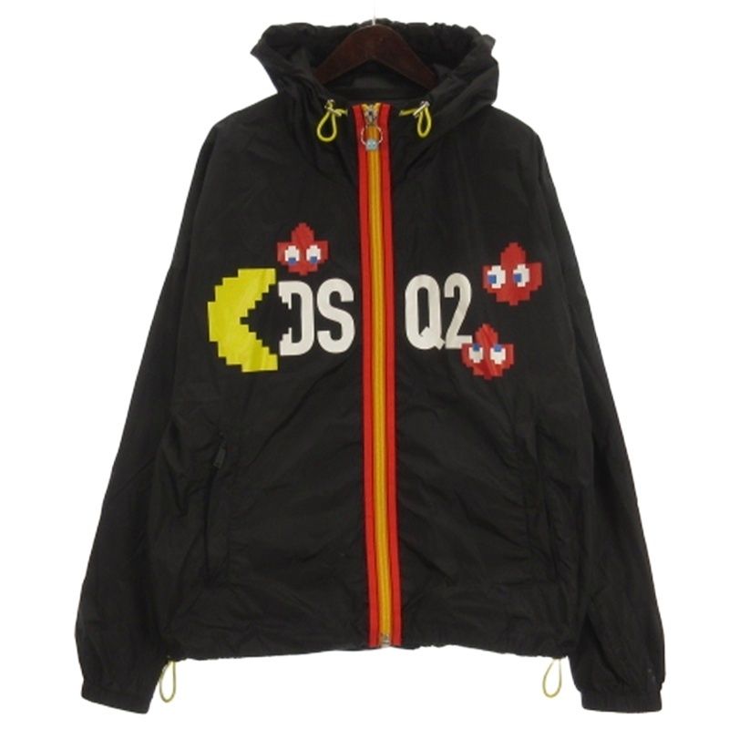 ディースクエアード × パックマン 23 AW ウィンドブレーカー ナイロンジャケット フーディ ブラック L