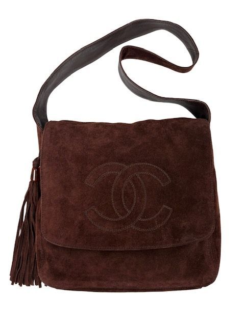 シャネル ヴィンテージ 98 Aタッセル付CCステッチスエードショルダー CHANEL