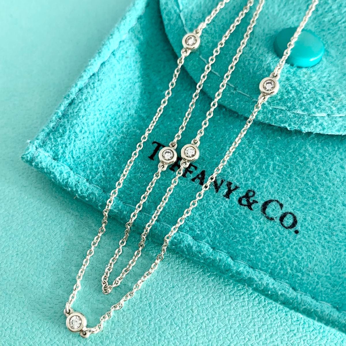 ティファニー 5 P ダイヤモンド バイザヤード ネックレス 99 e