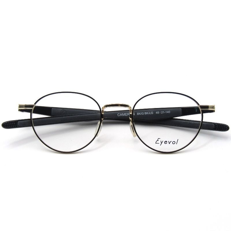 ♥ Eyevol アイヴォル メガネフレーム CAMERON BK|G BK-LG 日本製 キャメロン ボストン ブラック|ゴールド|ライトグレー