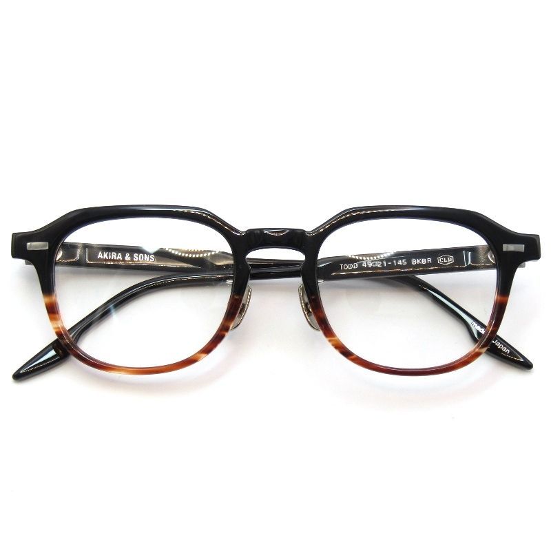 ♥ AKIRA-SONS アキラアンドサンズ メガネフレーム TODD 日本製 トッド スクエア セルロイド BKBR ブラック|ブラウン