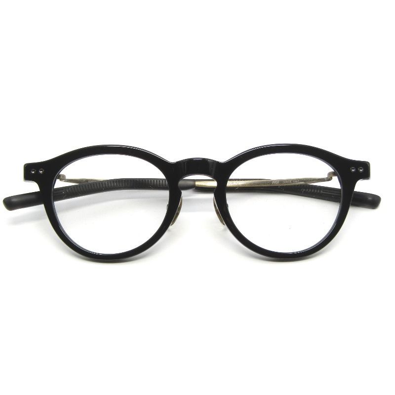 ♥ 999.9 フォーナインズ メガネフレーム NPM-210 日本製 ボストン 9903 クリアブラック|エイジドゴールドマット