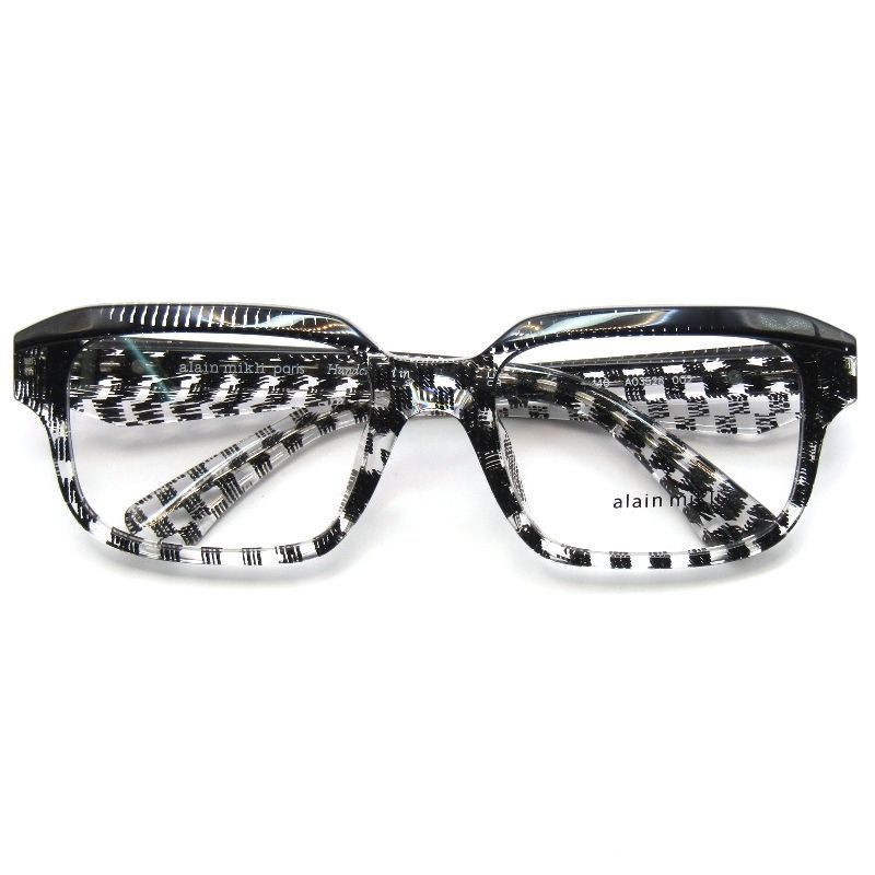 ♥ alain mikli アランミクリ メガネフレーム A 03528 イタリア製 スクエア 002 damier black transparent|black