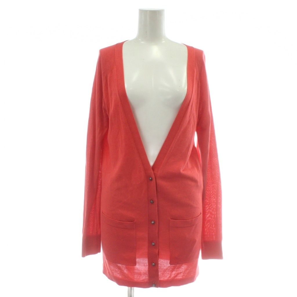 バレンシアガ KNITS カーディガン ニット 絹 シルク カシミヤ混 長袖 スタッズボタン 36 S 赤 レッド |XZ