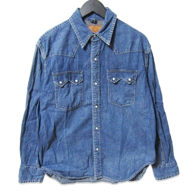 REMI RELIEF レミレリーフ デニムシャツ 長袖シャツ ウエスタン ノコギリ型フラップ 8.5 oz DENIM ブルー M