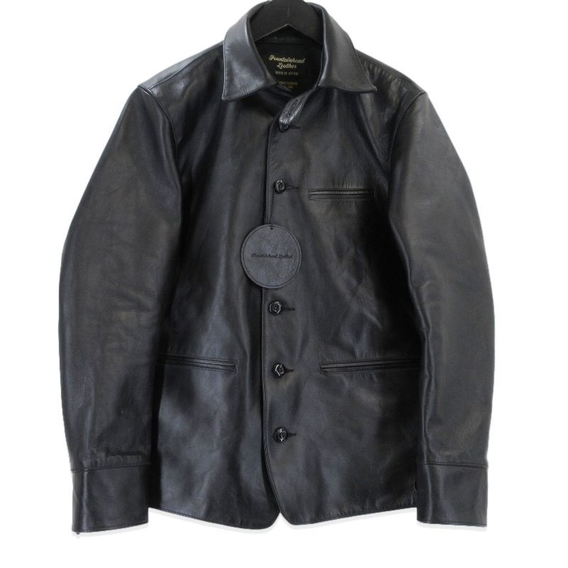 LEATHER ファウンテンヘッドレザー カーコート 012002 MU ミュウ 茶芯ホースハイド ブラック 黒 38