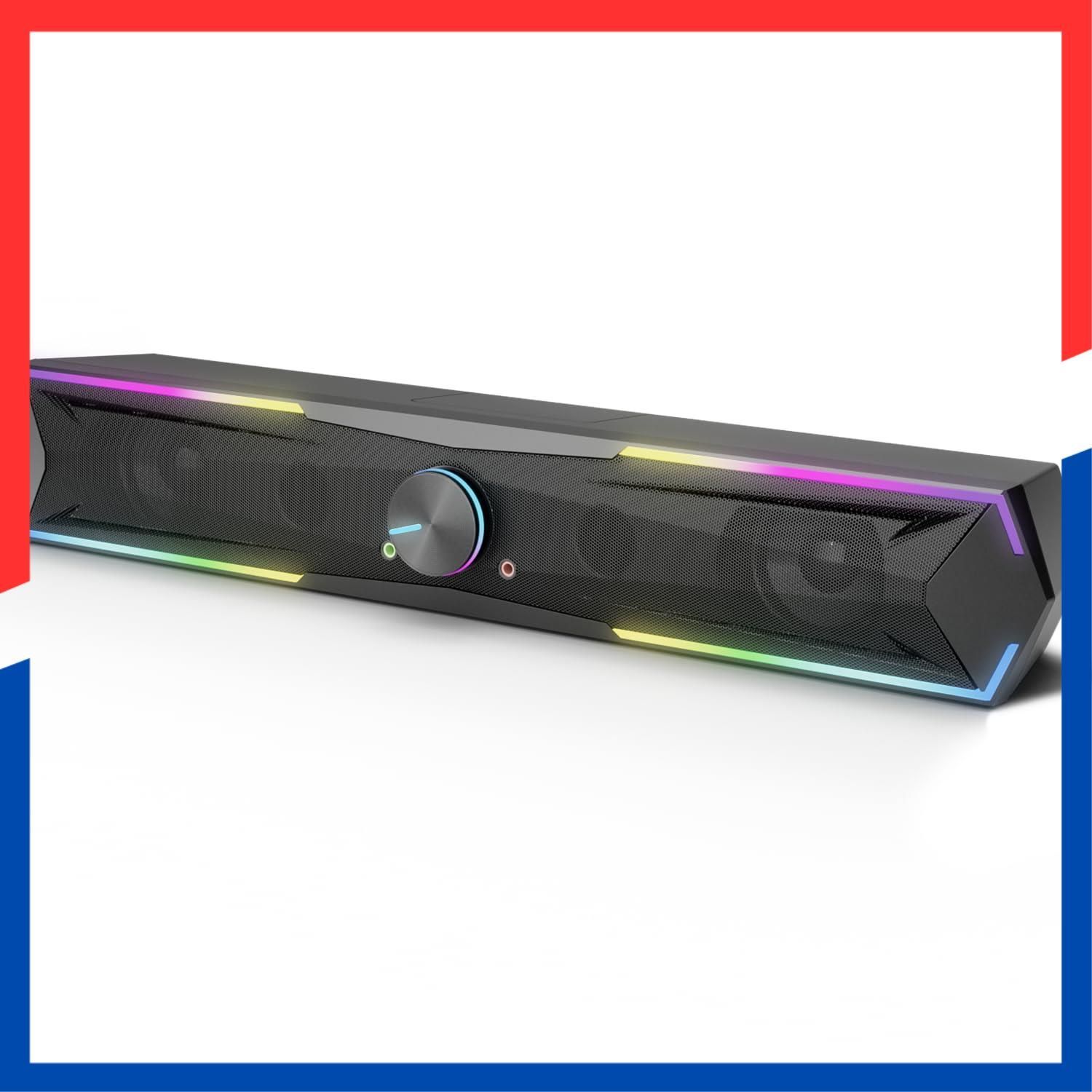 商品 ラップトップ タブレット スマートフォンに対応 USB給電式のパソコンスピーカー 大音量 豊かな低音 ステレオ 二重対称インバーターチューブ 六つのスピーカーユニット ゲーミングスピーカー RGB 10 W サウンドバー スピーカー PC Kstim