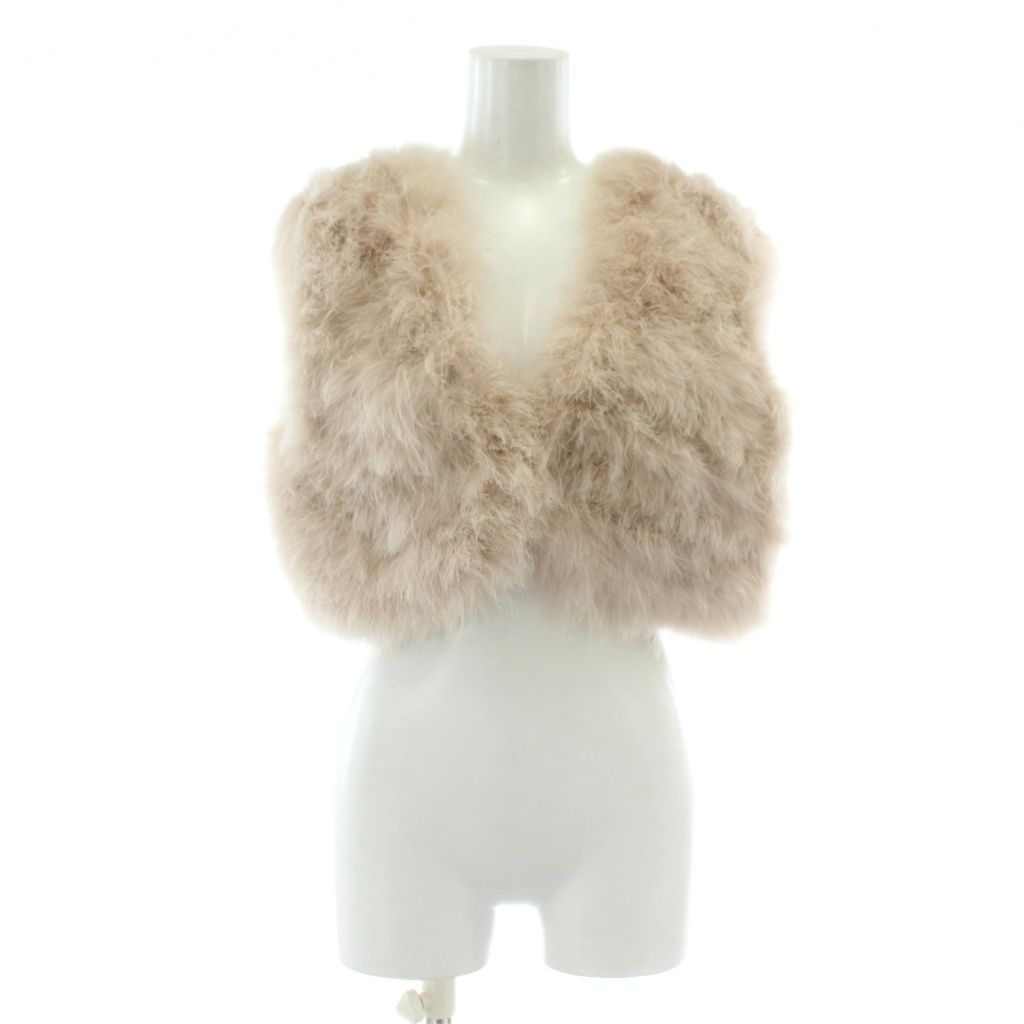 ドリスヴァンノッテン DRIES VAN NOTEN ベスト ジレ フェザー シルク混 ショート丈 前開き ベージュ |XZ