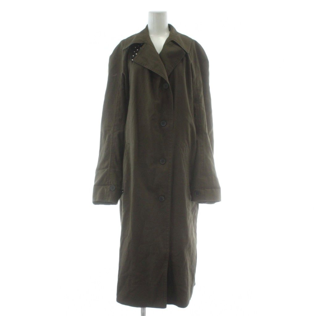 ハイダーアッカーマン Haider Ackermann トレンチコート アウター ロング 背抜き 水玉 裏地ドット柄 XXS カーキ |XZ