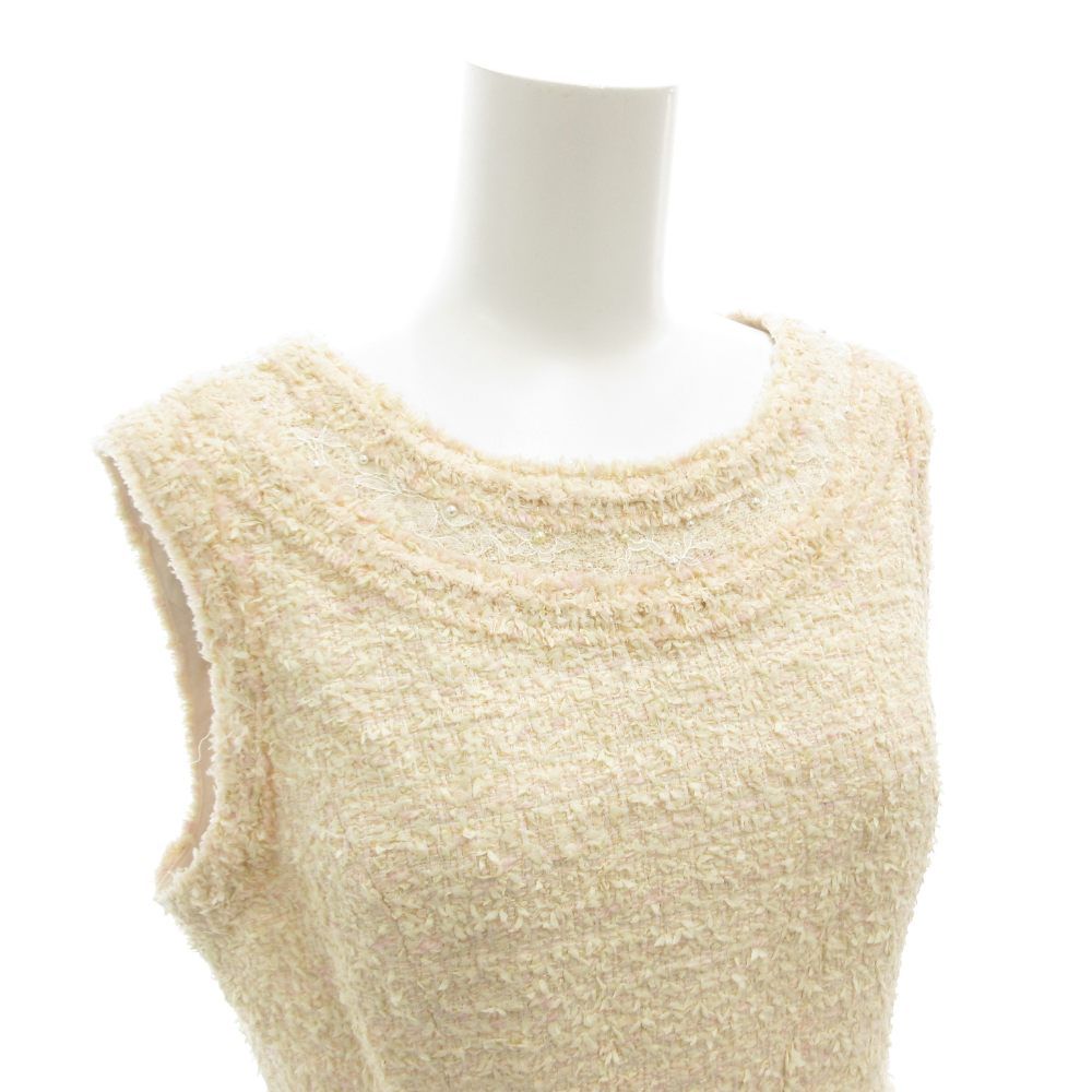 René ノースリーブひざ丈ワンピース　ツィードピンク 楽天市場】【ルネ】Rene 21年 TISSUE ツイードノースリーブ ハーフ