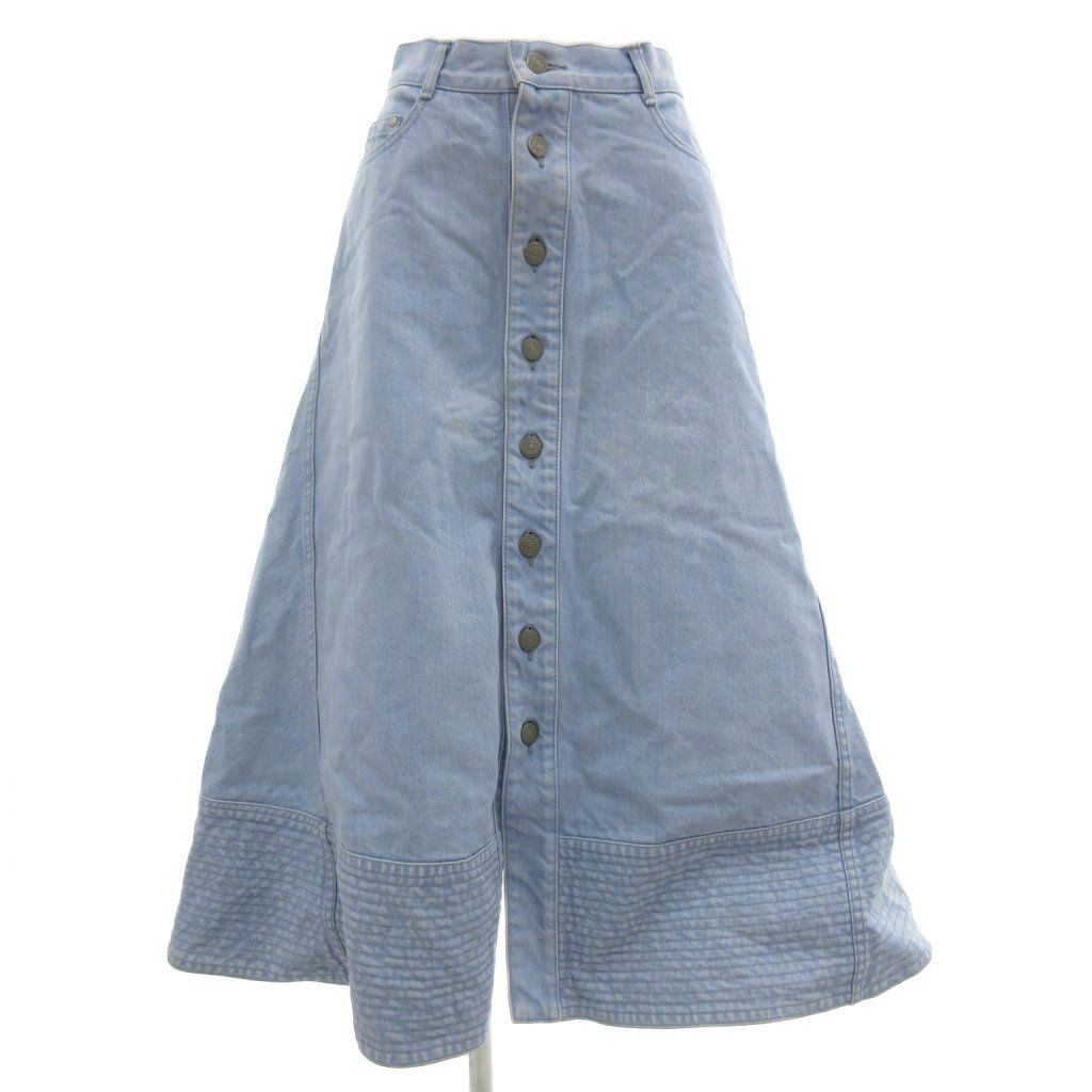 ドゥロワー Drawer デニムフ スカート ロング マキシ フロントボタン 36 インディゴブルー |GV GY 06