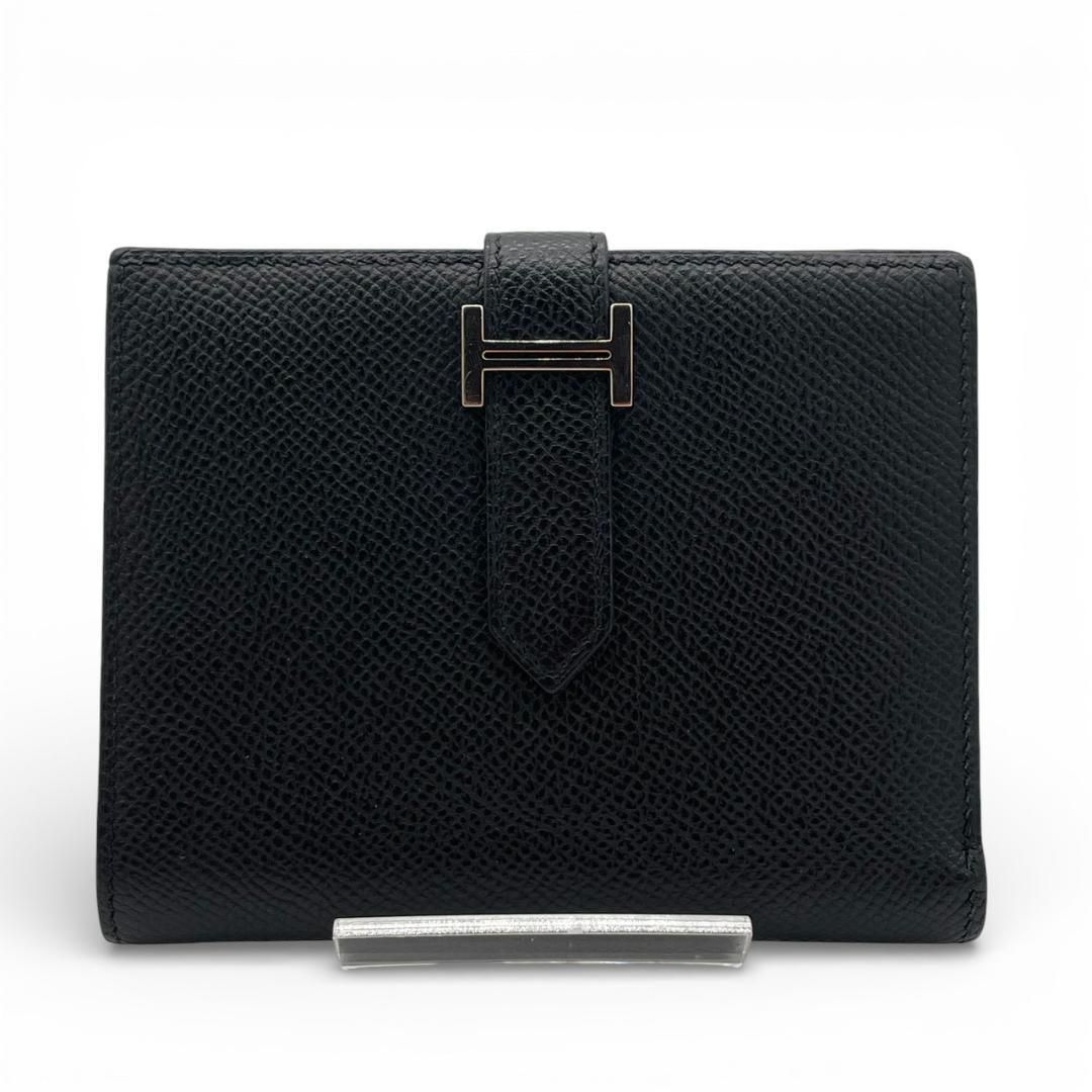 超極美品】エルメス HERMES ヴォーエプソン ブラック ベアンコンパクト