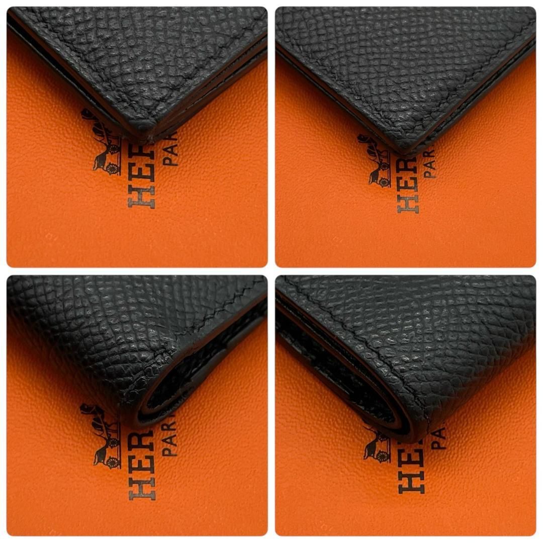 超極美品】エルメス HERMES ヴォーエプソン ブラック ベアンコンパクト