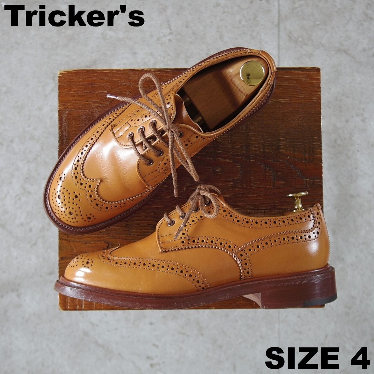 トリッカーズ レディース SIZE 4.5 定価￥132 000- エイコンアンティーク|ANNE L 5679|フルブローグ|薄茶|Tricker s o 332