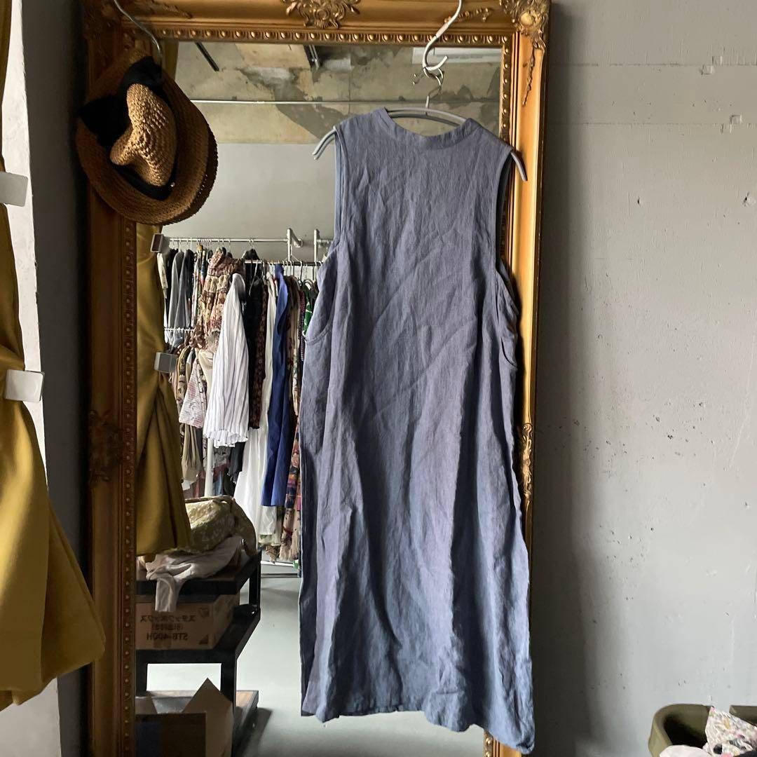 pot-pourri ポプリ ノースリーブ ワンピース ロング リネン 麻 お呼ばれ デート オフィスカジュアル 食事会 無地