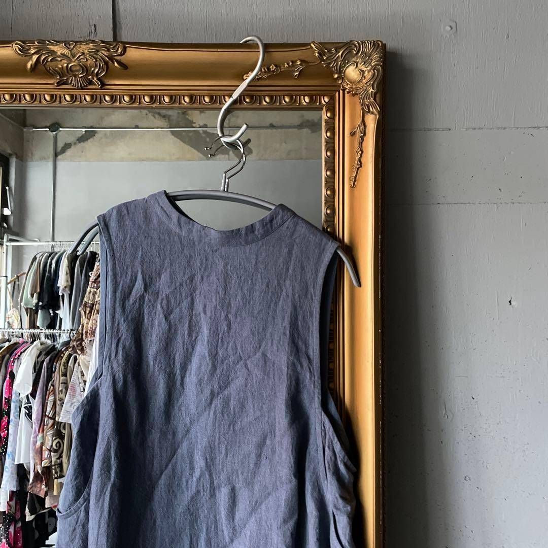 pot-pourri ポプリ ノースリーブ ワンピース ロング リネン 麻 お呼ばれ デート オフィスカジュアル 食事会 無地