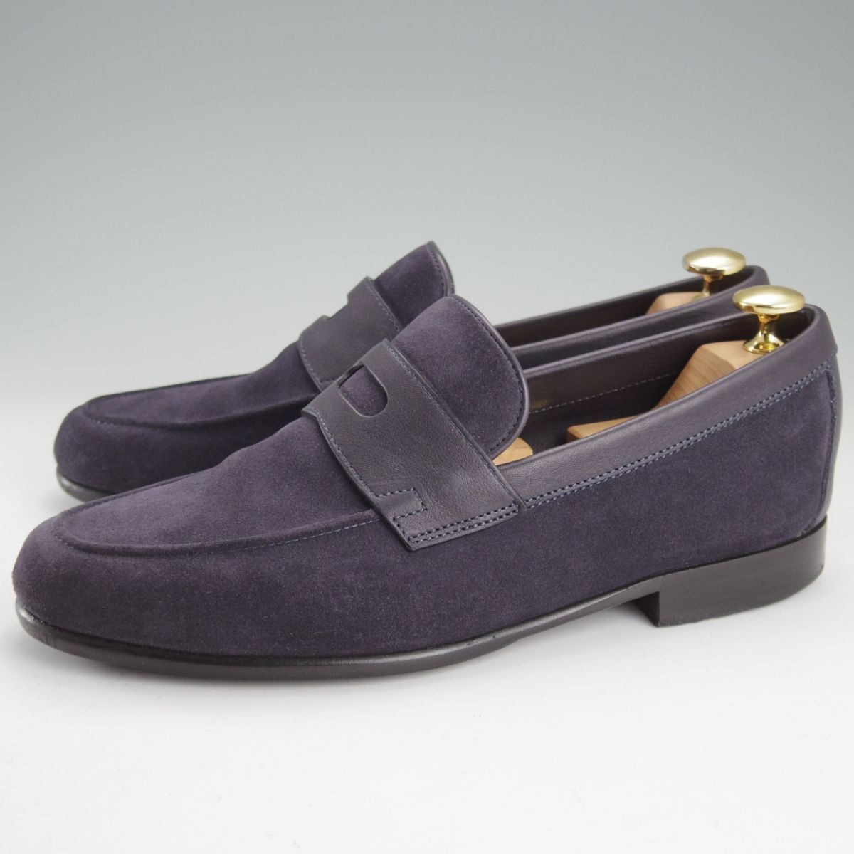 ジョンロブ SIZE 6 定価￥161 700- HENDRA|ヘンドラ|コインローファー カーフ×スエード|紺|メンズ|JOHN LOBB o 339