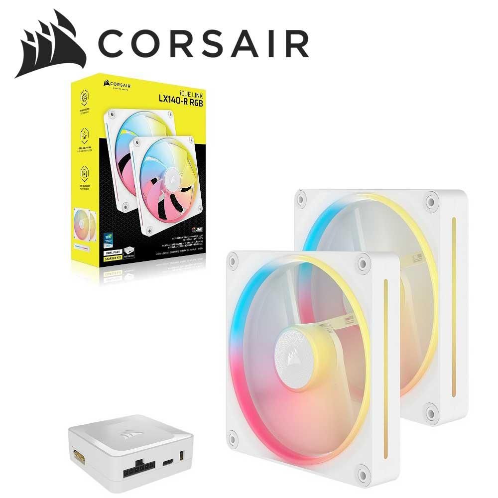 コルセア PCケースファン iCUE LINK LX 140-R RGB WHITE Dual Reverse Fans Starter Kit