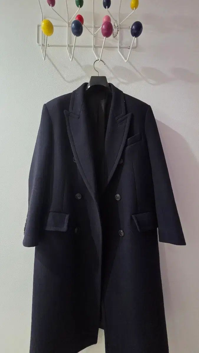 AMI アミ ネイビー ダブル ロングコート
