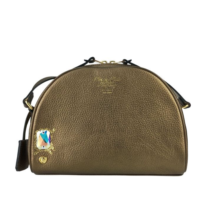 ADMJ エーディーエムジェー ショルダーバッグ|クロスボディバッグ クチュールクリスタル ブロンズ カーフレザーシュリンク スワロフスキークリスタル レディース ♥展示品