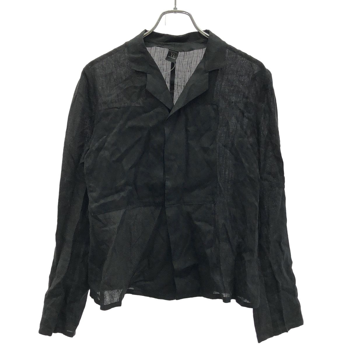 Y s Yohji Yamamoto ワイズ ヨウジヤマモト オープンカラージャガードリネンシャツ YP-J 24-800 ブラック 3