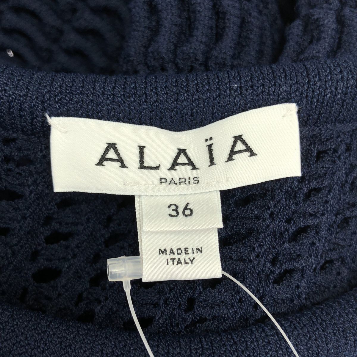  ALAIA アライア WAFFLE KNIT DRESS ワッフルニットワンピース ネイビー 36 ノースリーブ その他