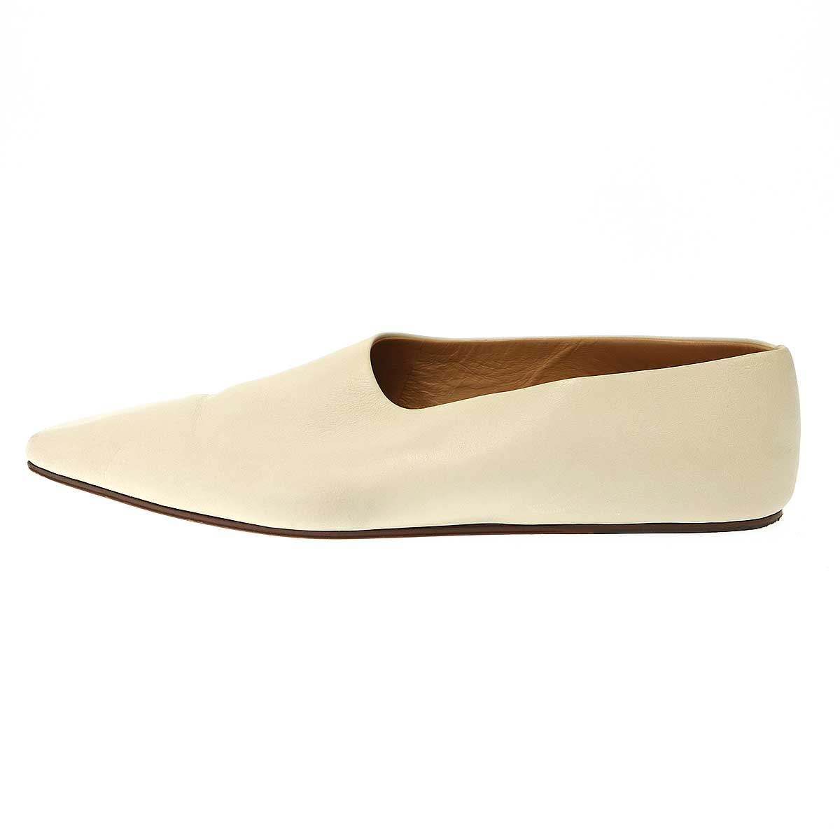 【cocoa】THE ROW アイボリー フラットシューズ 37 THE ROW ザ ロウ スクエアトゥフラットシューズ アイボリー系 37