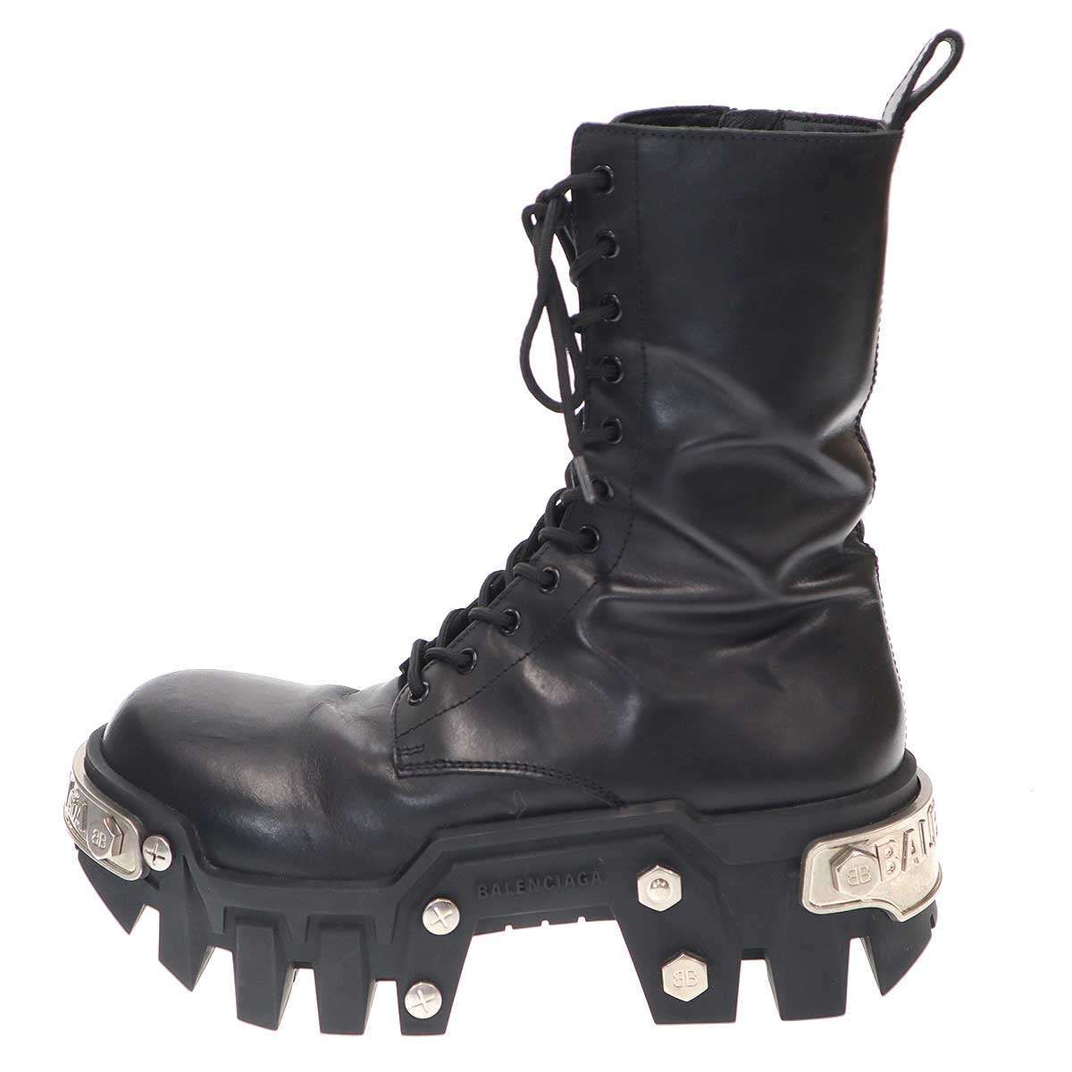 バレンシアガ LACEUP サイドジップブーツ 672502 ブラック 42