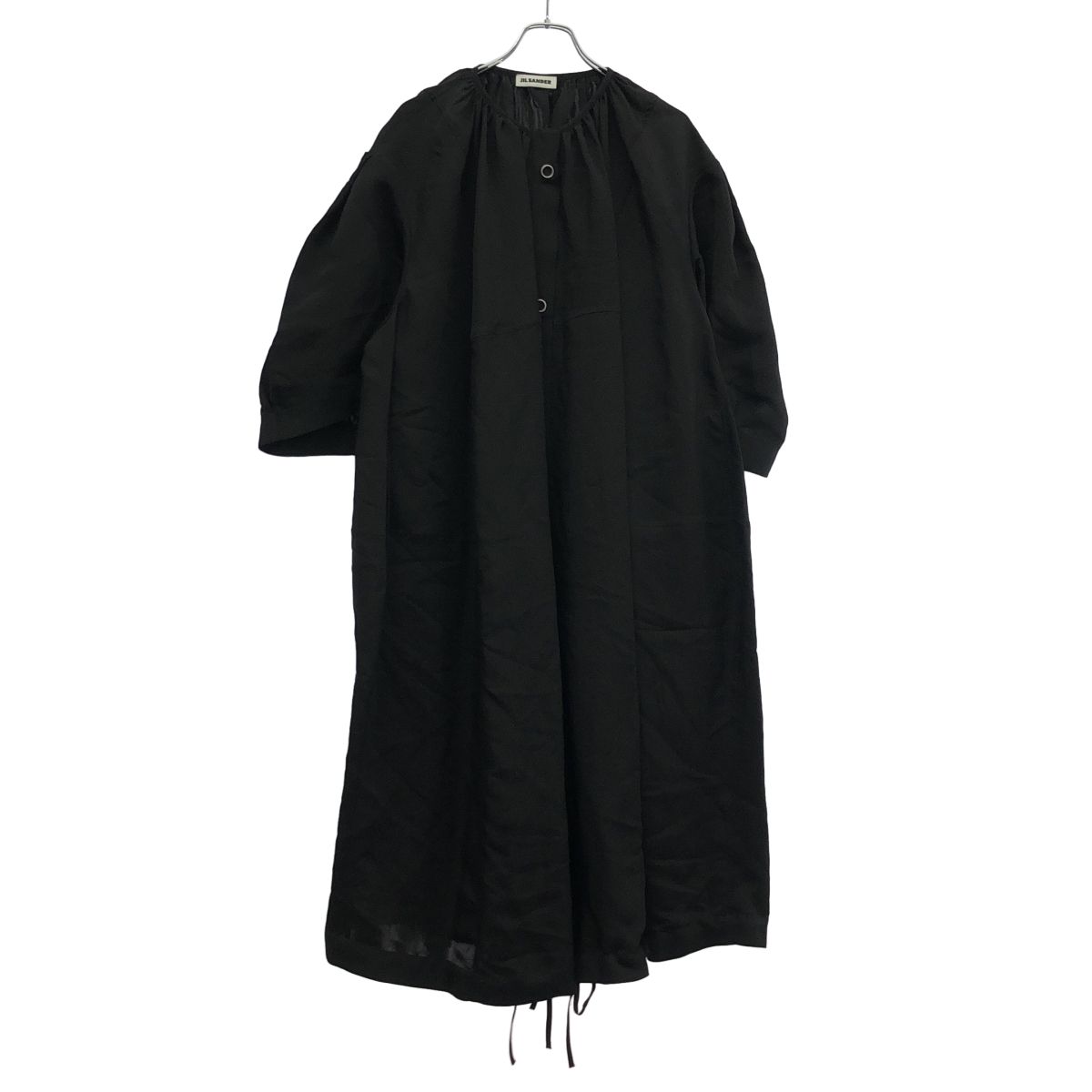 JIL SANDER ジルサンダー 22 SS レーヨンシルクギャザーネックボリュームワンピース ブラック 32