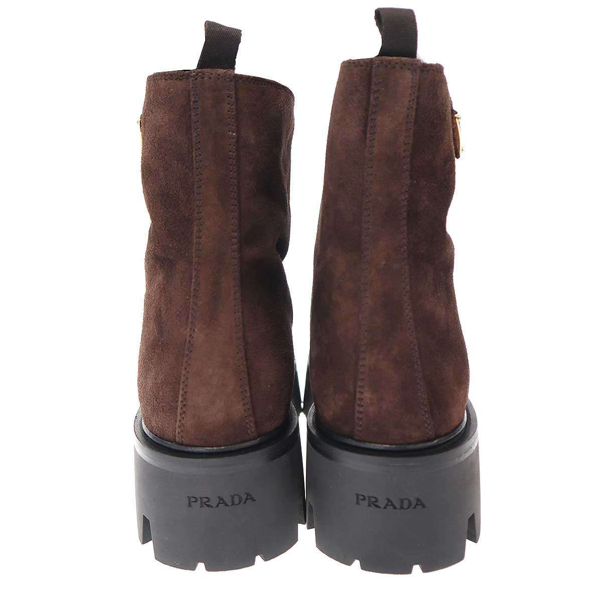 PRADA プラダ 25AW スエードジップブーティー 328 ブラウン 40 - メルカリ