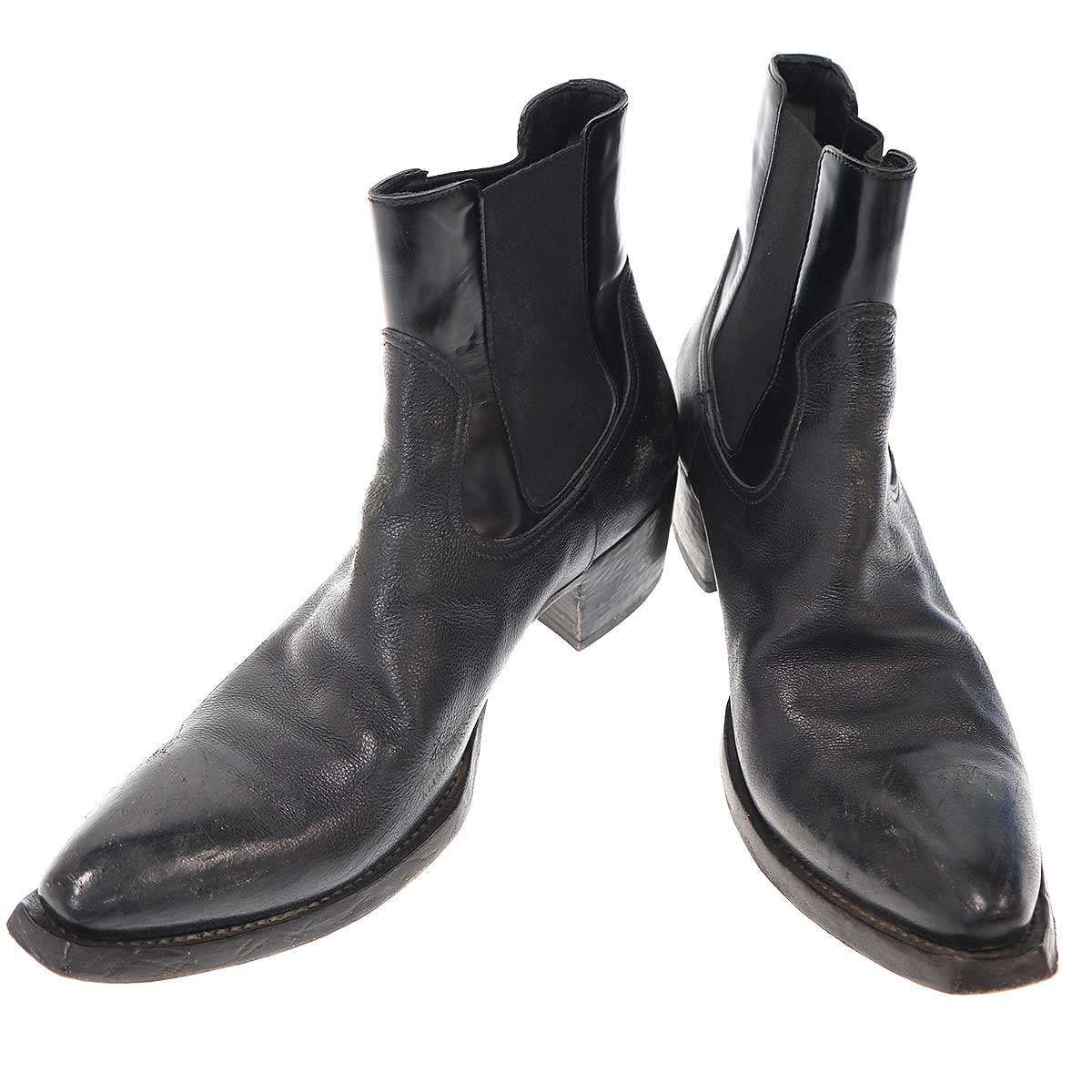 PRADA プラダ サイドゴアヴィンテージレザーブーツ 2 TG 210 ブラック 8 1|2