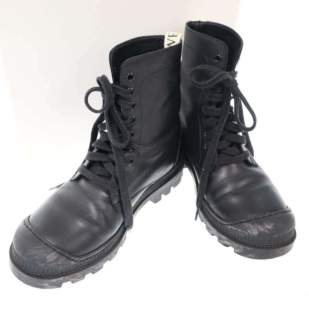 LOEWE ロエベ レースアップレザーブーツ ブラック 37