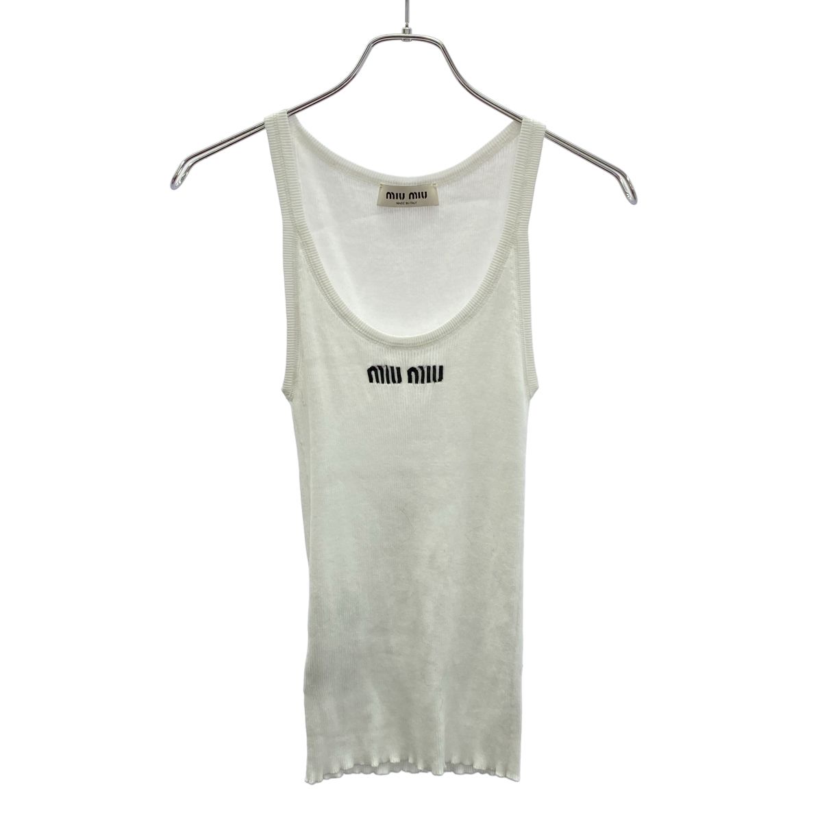 miu ミュウミュウ コットンロゴ リブタンクトップ MMV 075 ホワイト 36