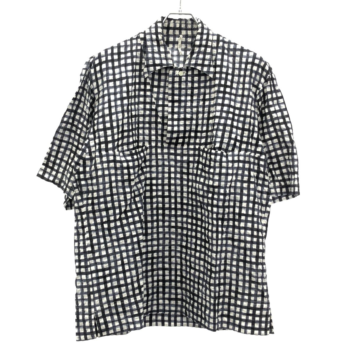 m s braque エムズブラック 24 SS チェックオーバーサイズスキッパーシャツ 241312 ブラック×ホワイト ML