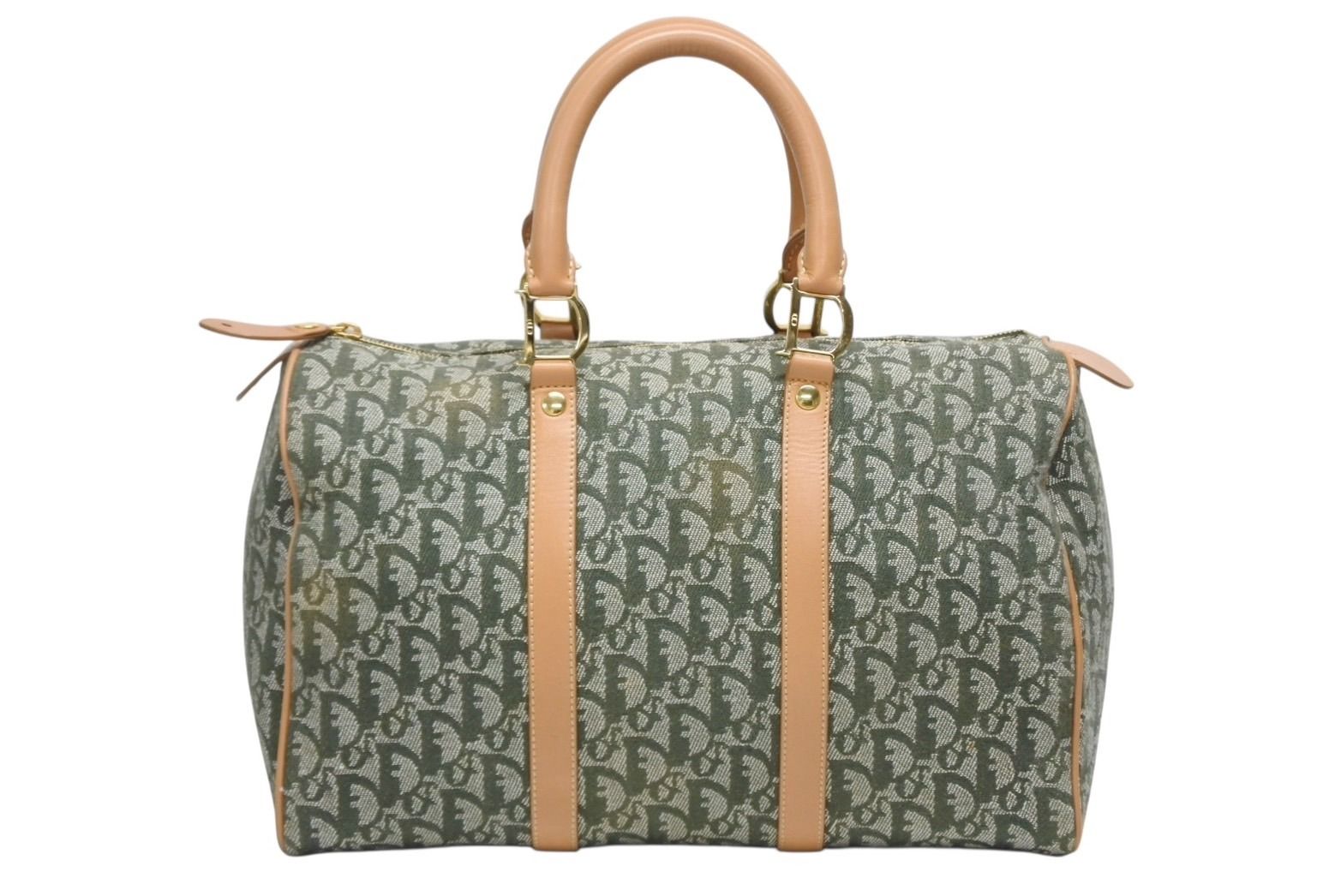 Christian Dior クリスチャンディオール トロッター ハンドバッグ グリーン PZ 0701 ロゴ ミニボストン ゴールド金具 4 b 011224