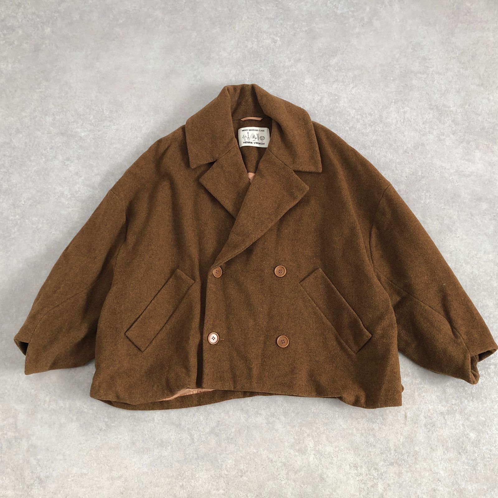 HENRIK VIBSKOV メルトンウール クロップド ショート Pコート