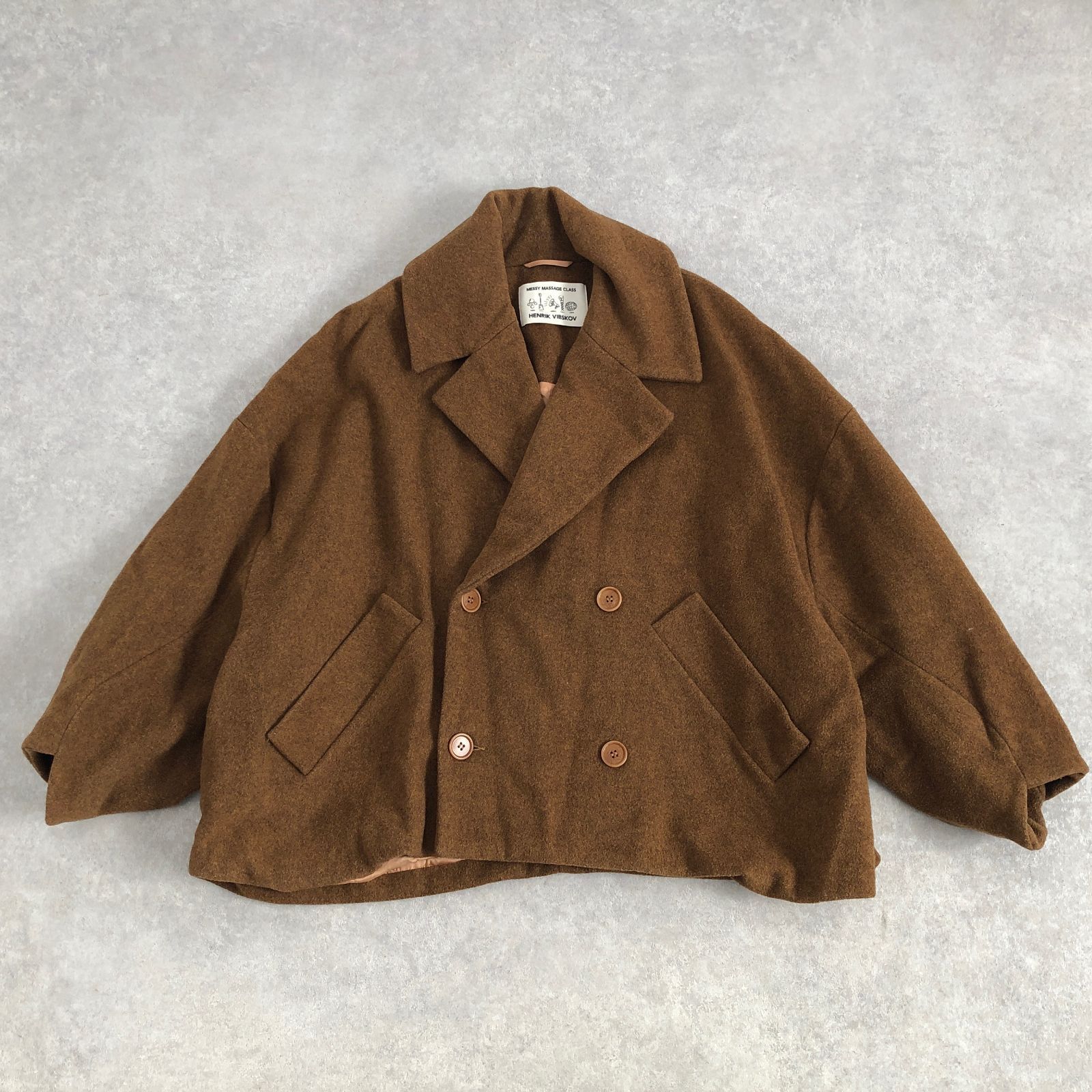 HENRIK VIBSKOV メルトンウール クロップド ショート Pコート