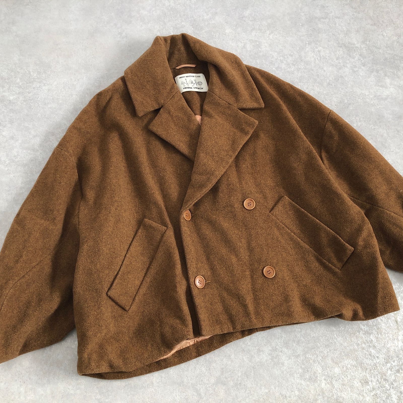 HENRIK VIBSKOV メルトンウール クロップド ショート Pコート