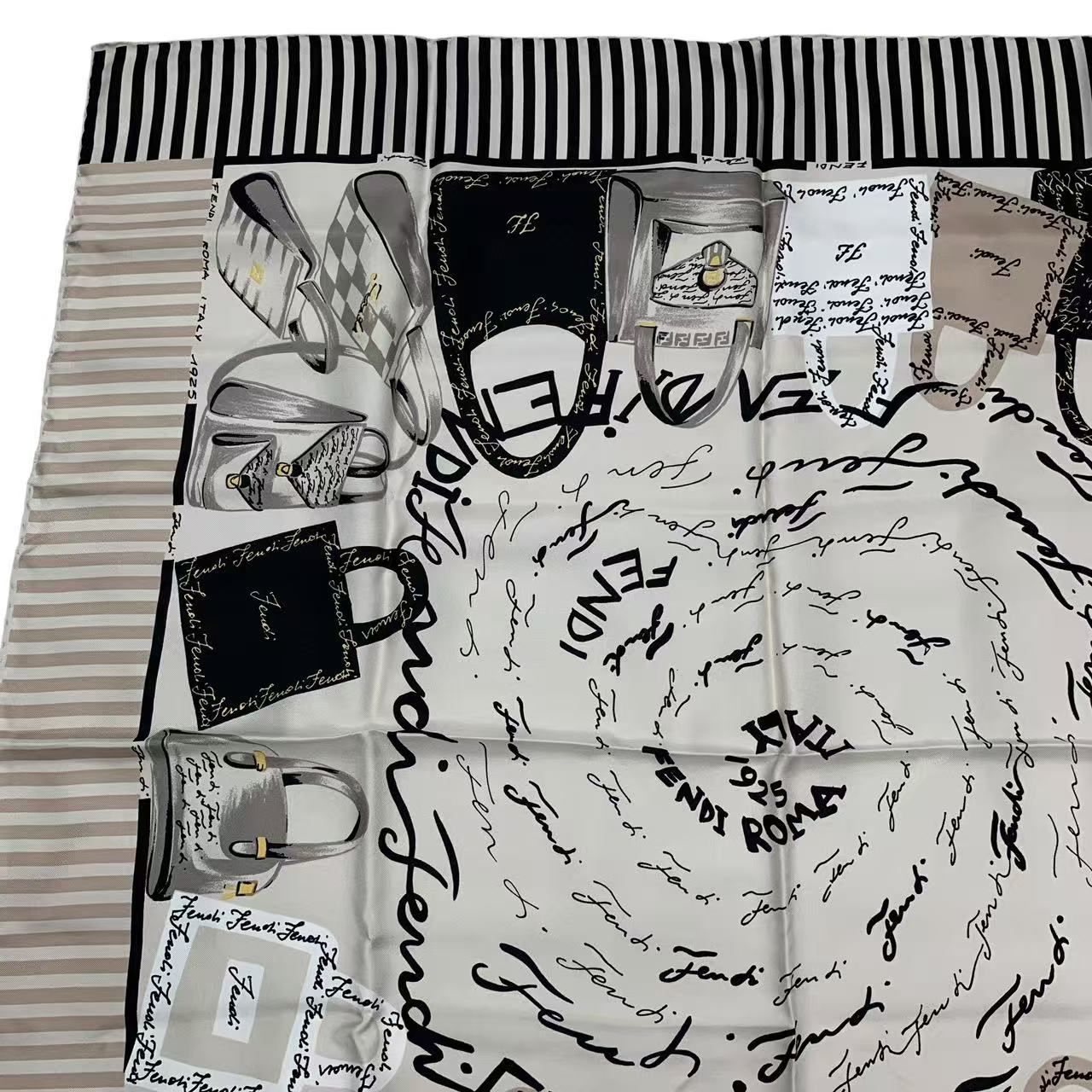 未使用品 FENDI フェンディ スカーフ シルク FFロゴ ズッカ柄 バッグ柄